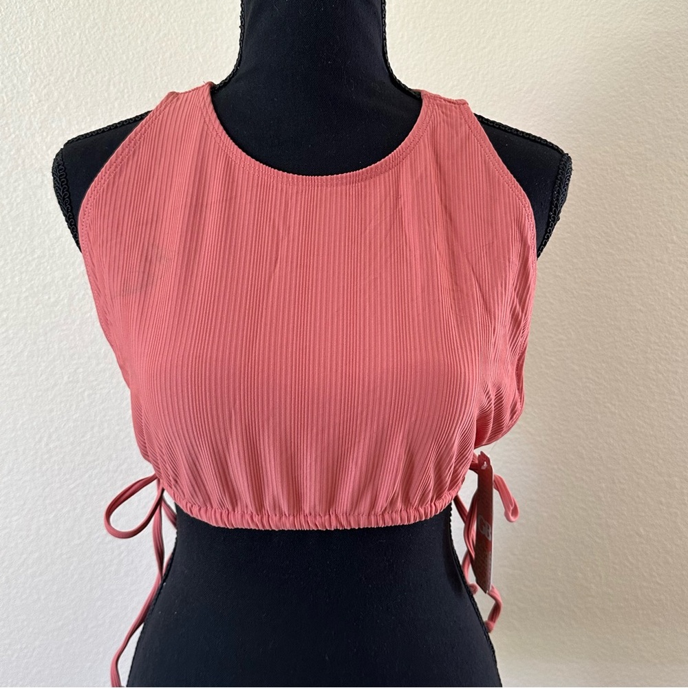 GB Women’s Sleeveless Ribbed Textured Crop Top Pink Size M NWT
